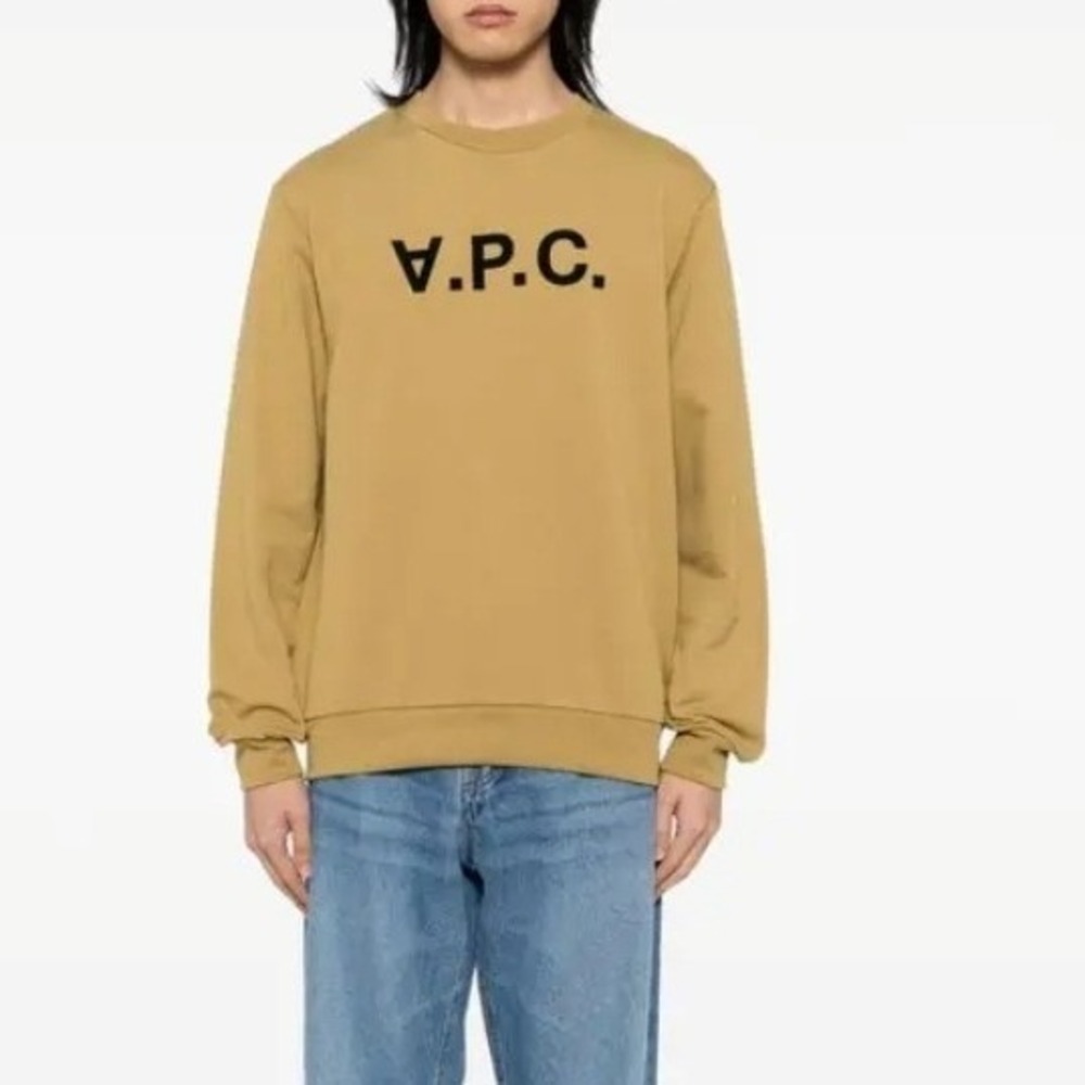 APC Standard Grand Vpc Sweatshirt‎ Mustard Yellow Logo Crewneck Sz L Unisex